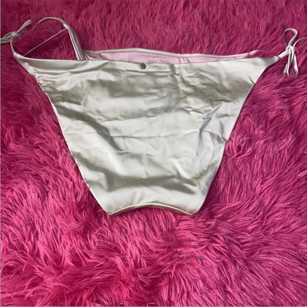 VICTORIA'S SECRET Essential Side Tie String Swim‎ Bikini Bottom Iced Olive XL - Picture 2 of 2